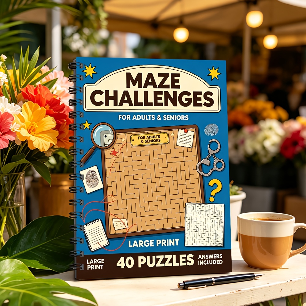 Maze Challenges Book, Large Print, Fun Mazes