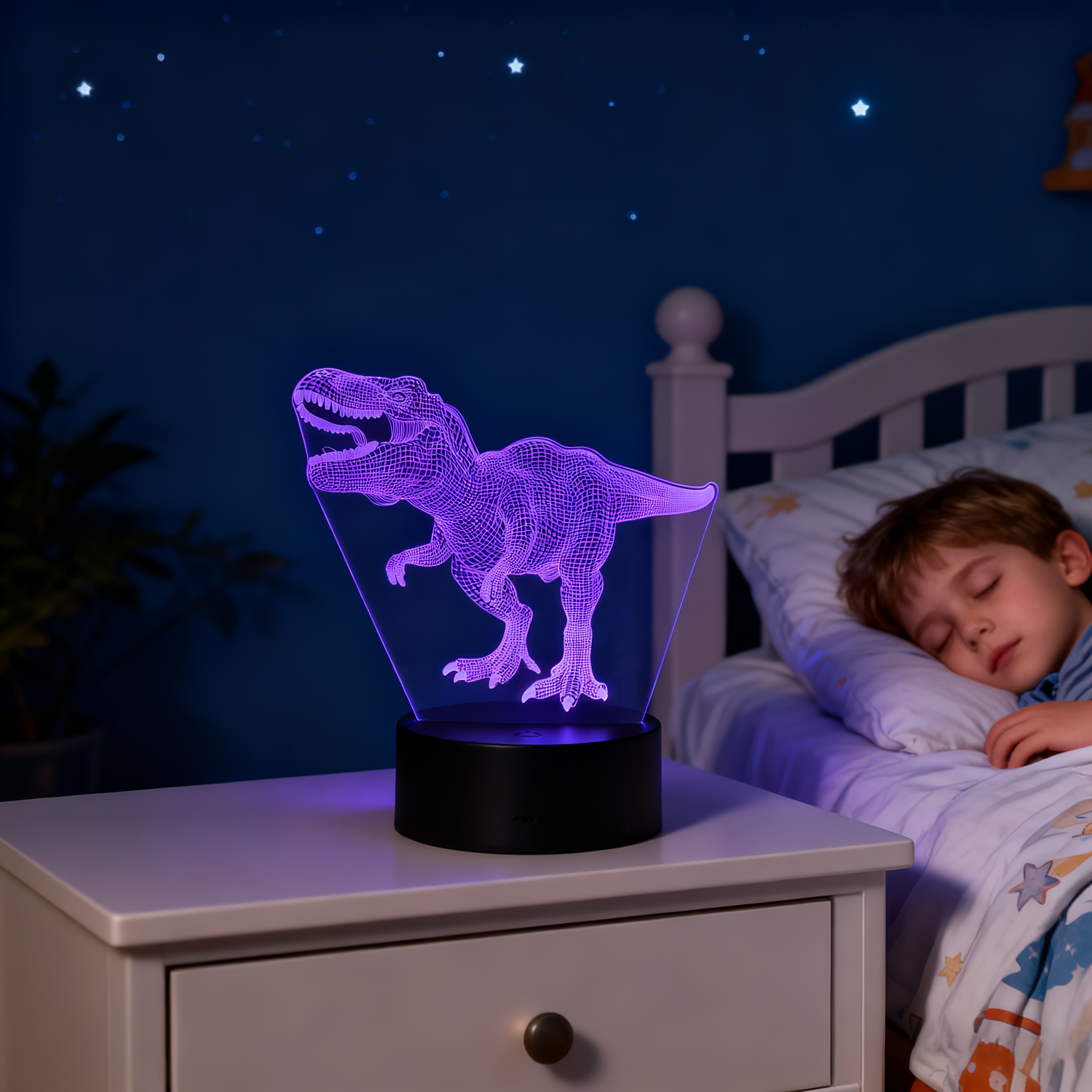 恐龙玩具，3d霸王龙夜灯带遥控与智能触控+16色变换可调光恐龙3d灯，男孩儿童礼物，理想生日与节日礼物，卧室台灯，氛围灯，桌面配件 商品详情 5