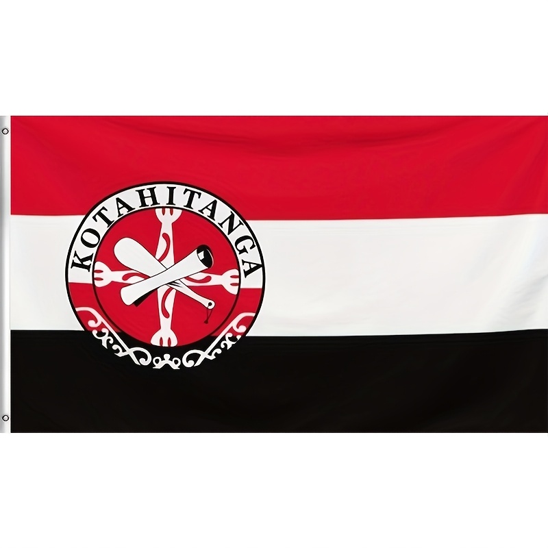 TEMU Maori Flag With 2pcs Rings, White Bordered , Durable Polyester Fiber, Vibrant And Fade-resistant Colors, Windproof , Suitable For Home, Office,