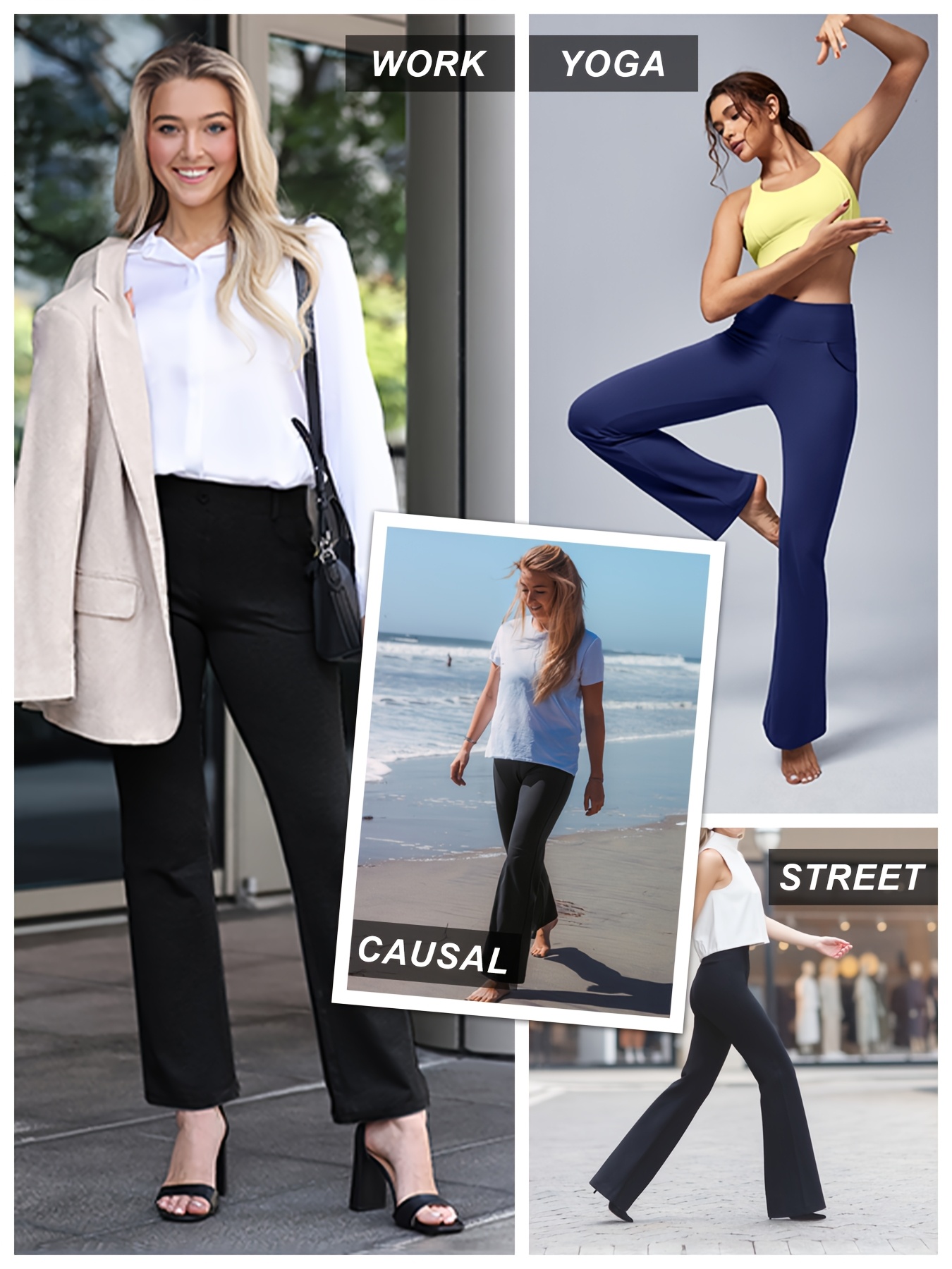 womens work yoga dress pants flare leg slacks 4 - Temu