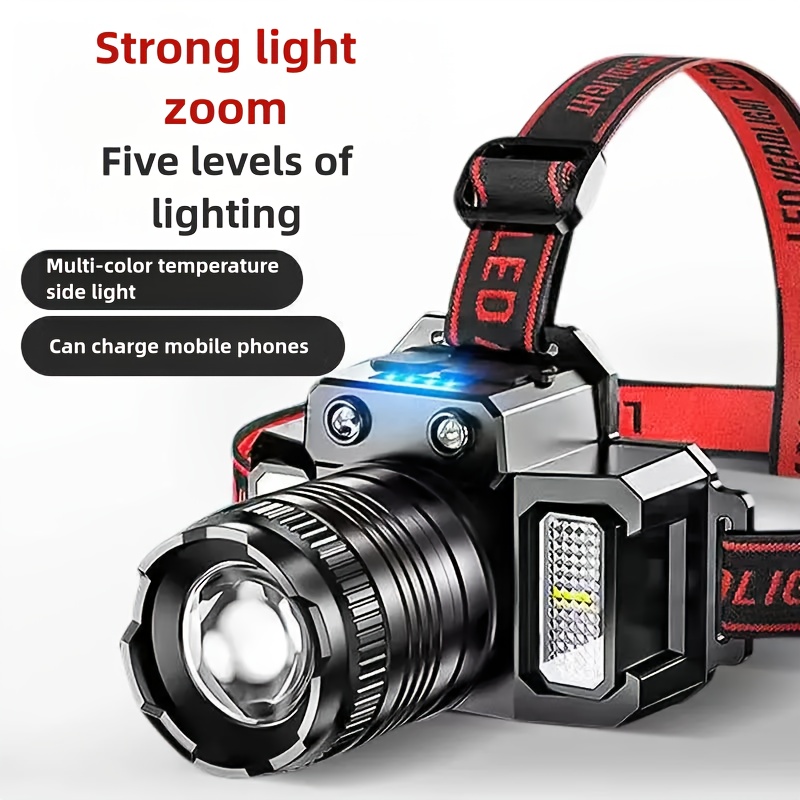 

1pc Rechargeable , Adjustable Beam, Usb Charging, Polished Metal , Abs Material, 500m Range, 36v Max Voltage, With Built-in Battery For Outdoor Activities, Fishing, Camping, Running, Hunting, Hiking