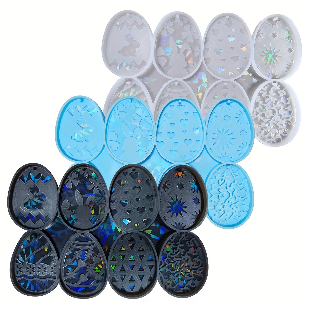 

1pc Holographic Silicone Mold For Diy Easter Egg Pendant Decorated With Resin Epoxy Resin Silicone Mold