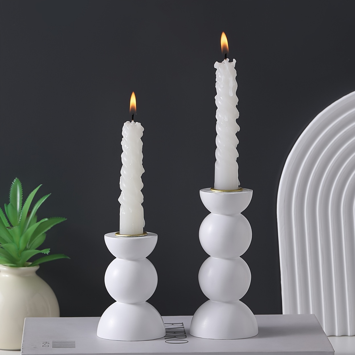 E-shop 1 Paar Nordische Kreative Runde Spiral Holz Kerzenständer, Einzigartige Form, Candlelight Dinner Foto Requisite, Hochzeitstag Geburtstag