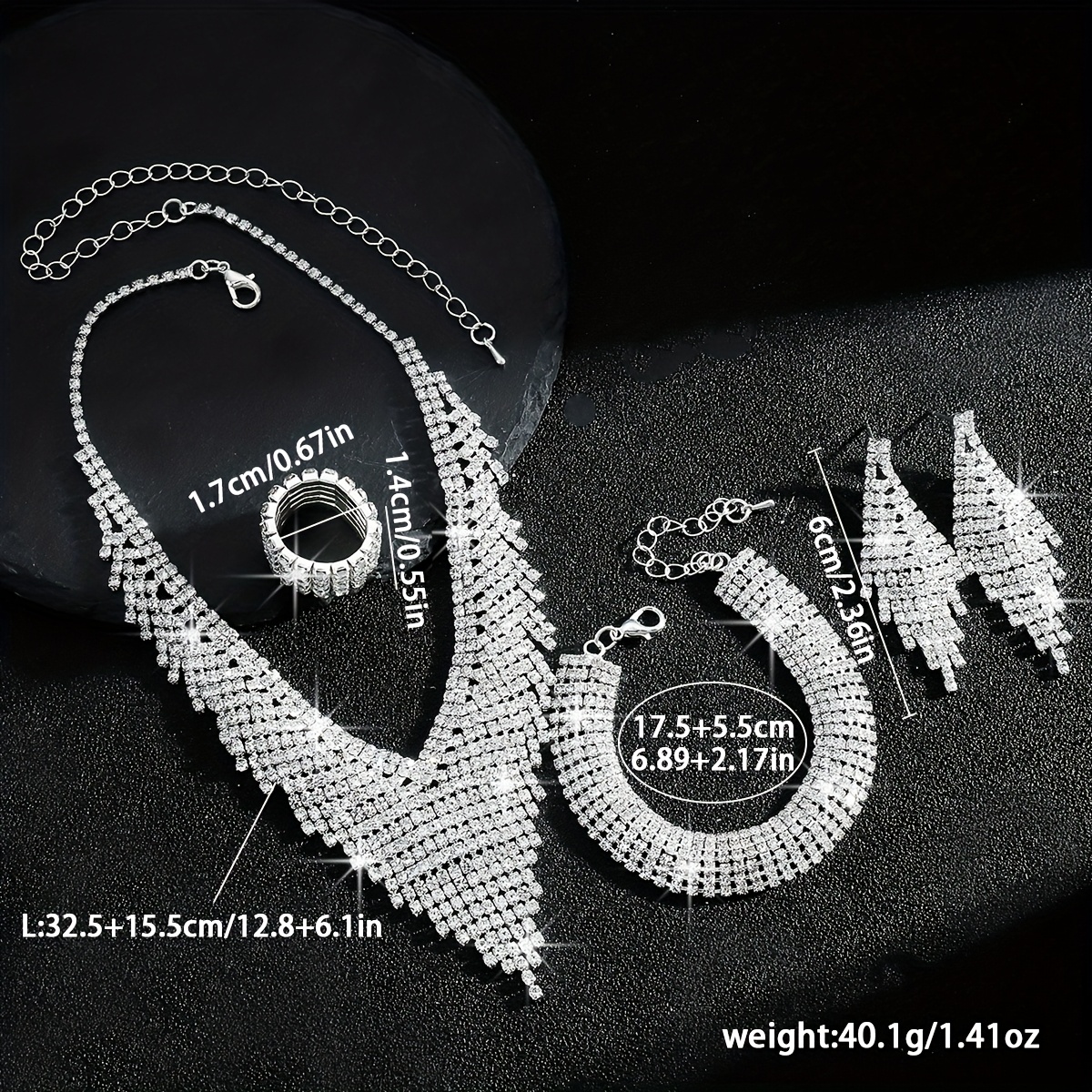 Rhinestone Tassel Jewelry Set for Bride