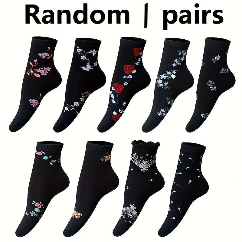 TEMU Aléatoire 5 Paires/Aléatoire 3 Paires/Aléatoire 1 Paire Chaussettes Maman Confort Petal Floral pour Femmes Chaussettes