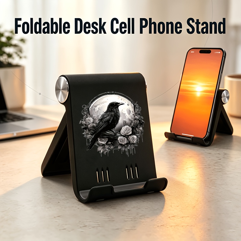 1pc Gothic Foldable Desk Cell Phone Stand Cellphone Holder Adjustable Desktop Phone Stand for Desk Mobile Phone Holder Compatible for iPhone iPad Samsung