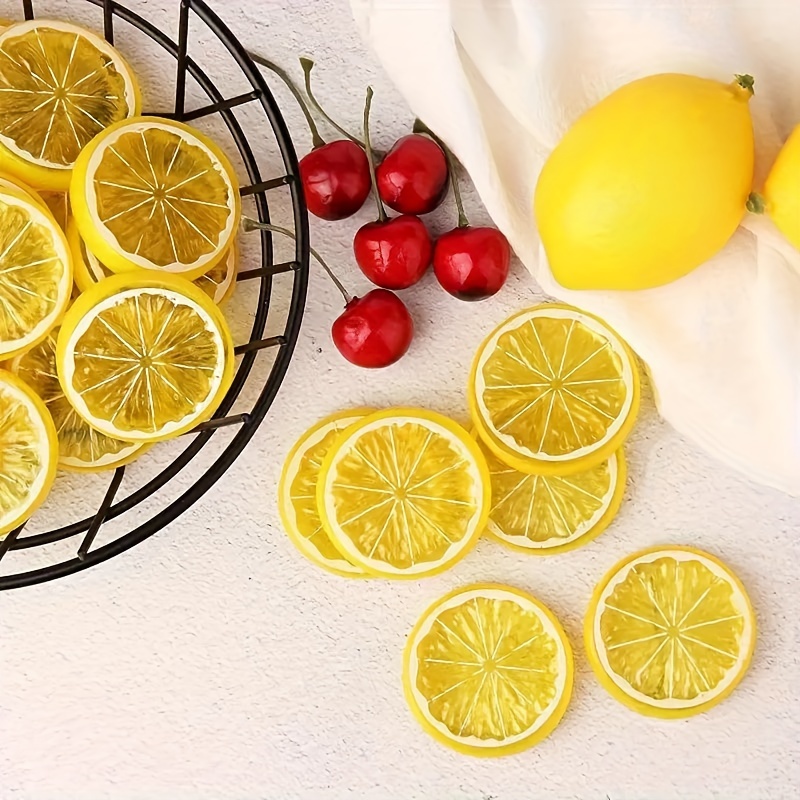 

8 Pcs Artificial Lemon Slices - Perfect For Home Decor, Christmas, Halloween, Easter, Hanukkah, Thanksgiving, And More - No Feathers, No Laser Function, Plastic Material