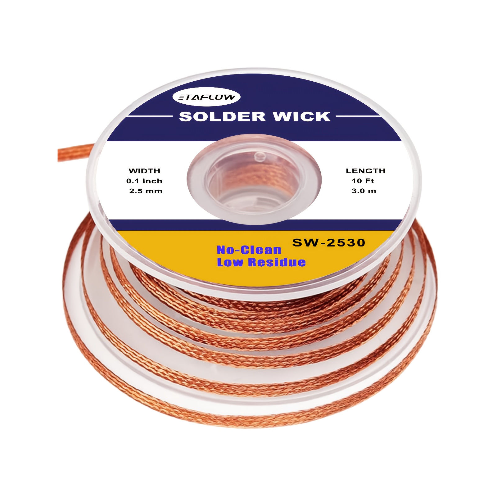 2.5mm*10ft Solder Wick, Desoldering Braid Remover