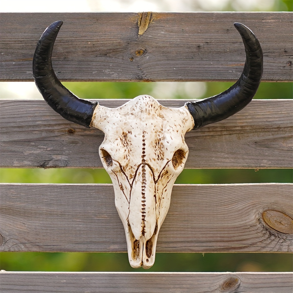 

1pc, Rustic Resin Bull Wall Decor, 3d Animal Skeleton, Vintage Home Wall Art, Farmhouse Chic Accent