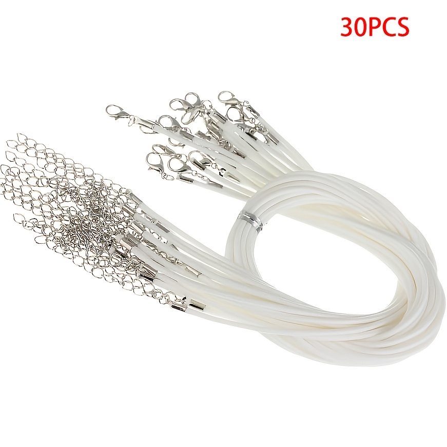 30pcs Waxed Necklace String With Lobster Clasp, 1.5mm Necklace Cord For Necklace Jewelry Making Supplies, White, 20inch