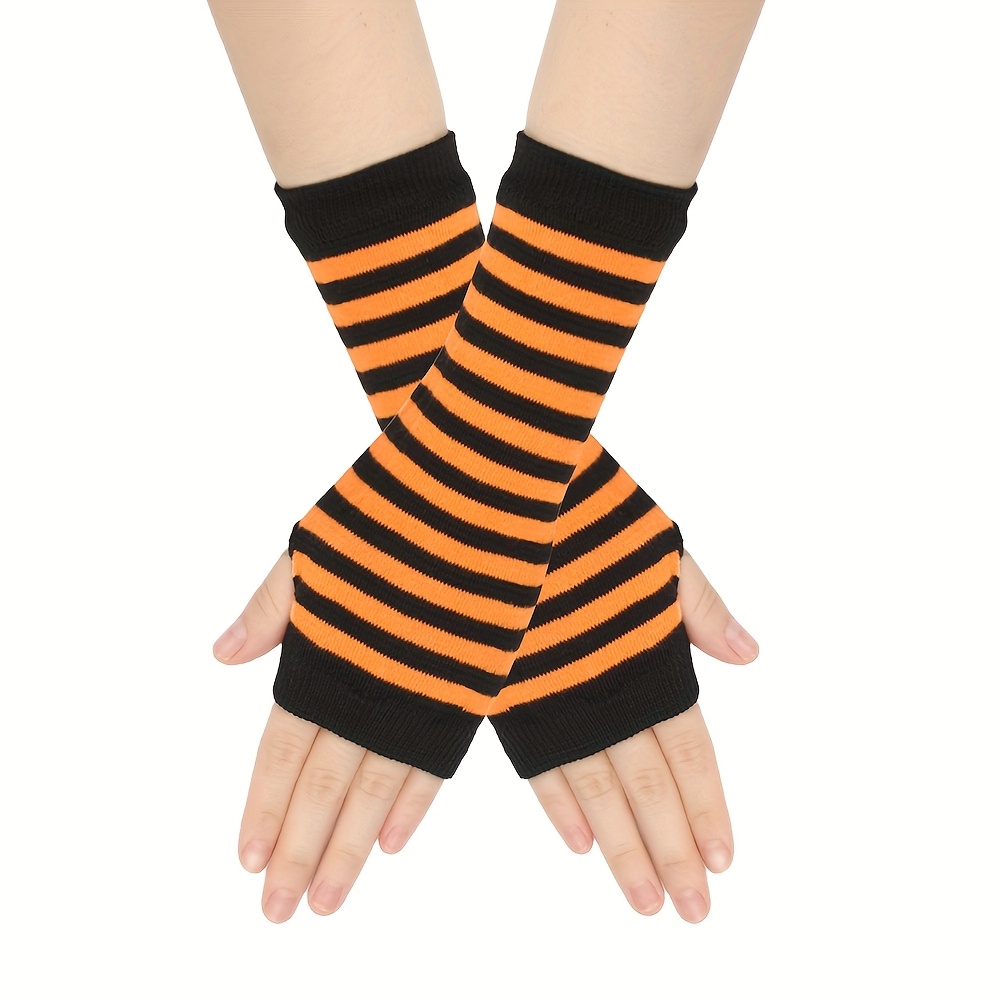 TEMU 1 Paire de Gants Doigts à Rayures - Manchette Élastique et Manche Bras, Léger pour Cosplay, Fêtes, Événements à Thème - Motif Rayé (Ligne