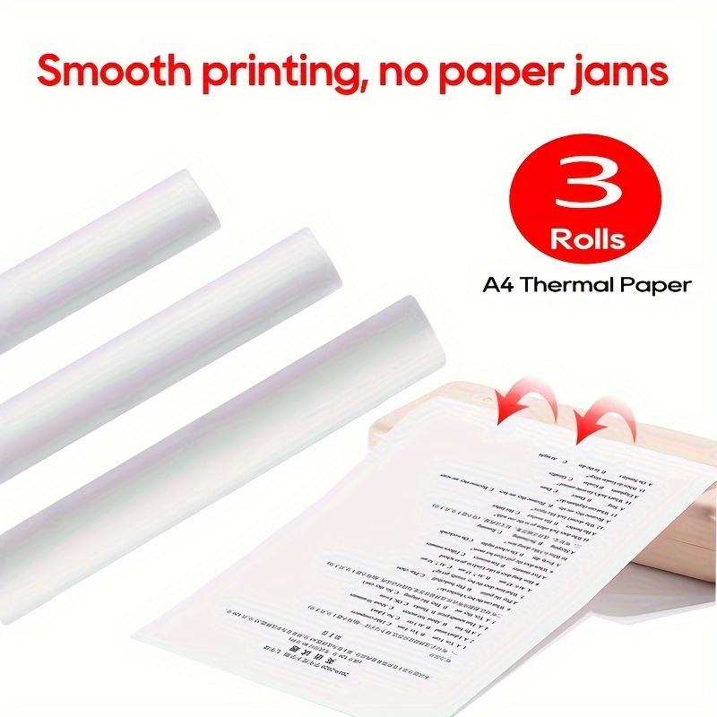 

3 Rolls Of A4 Thermal Printing Paper, Wide A4 Paper For Portable Printers, Quick-drying And Long- Storage Continuous Paper Roll Thermal Paper