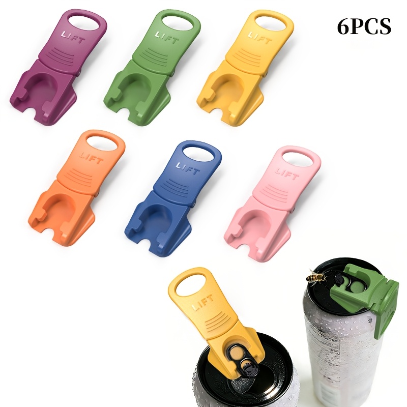 Image of 6 Pack 6 Colors Soda Can Opener & Soda Can Lids, Drink Protector Caps,suitable For Parties, Bbq, Camping, And Travel.