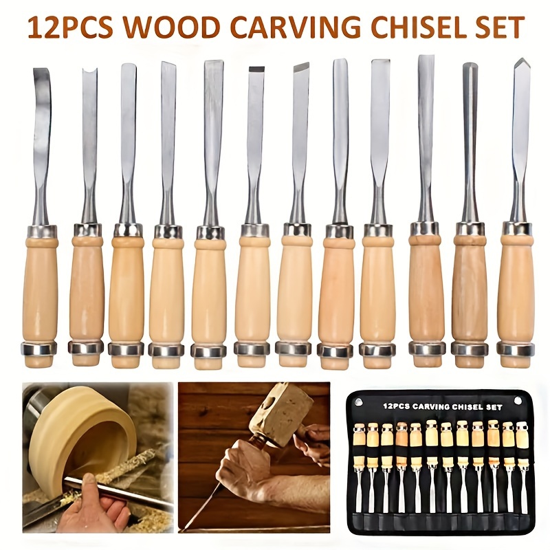 

12pcs Professional Wood Carving Hand Gouge Chisel Set Diy Woodworking Tools