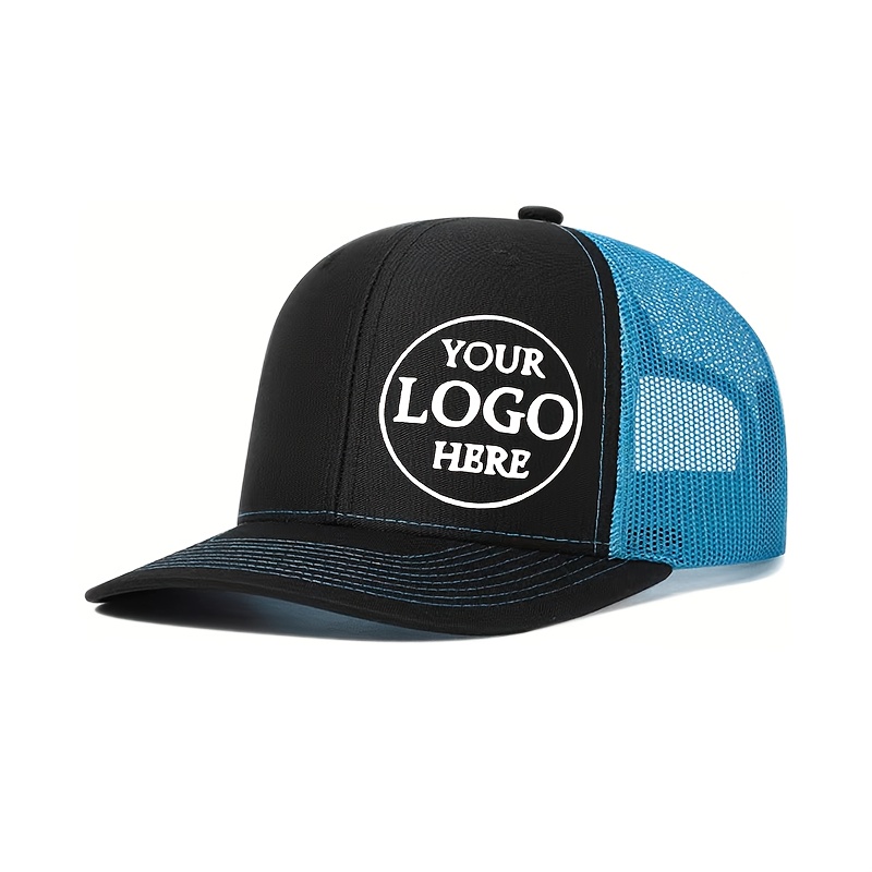TEMU 1 Gorra de con logo personalizable - Gorra de malla transpirable con cierre trasero ajustable, para actividades al aire libre y regalos
