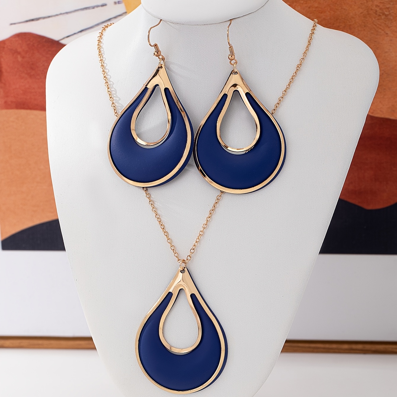 TEMU Set di orecchini e collana nuovo, set di orecchini e collana a creativi da donna semplici ed eleganti in metallo verniciato a spruzzo