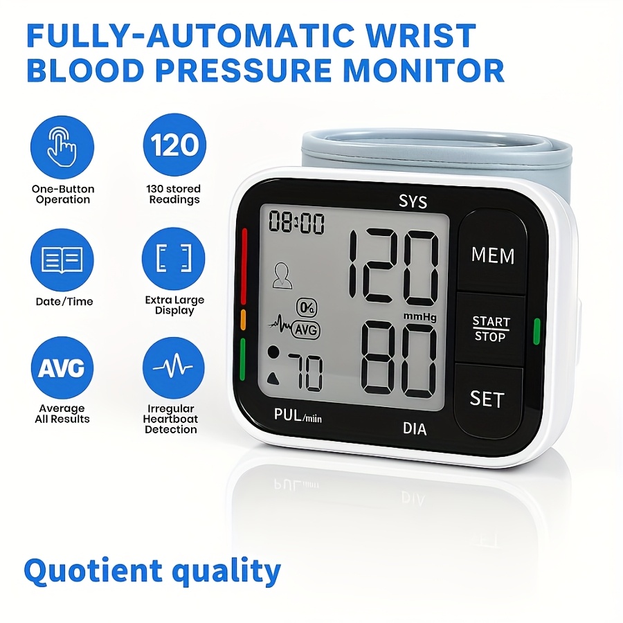 Automatic Digital Wrist Sphygmomanometer with Large LCD Display - Portable Home Use, No Battery Needed, Includes Sphygmomanometer Wrist Strap, Dual Users 120x2 Memory, Arithmetic Detection, Large Screen for Clear Readings, Cutting-Edge Integrated Solutions, Blood Pressure Monitor, Sleek Device Design, Durable Plastic Body