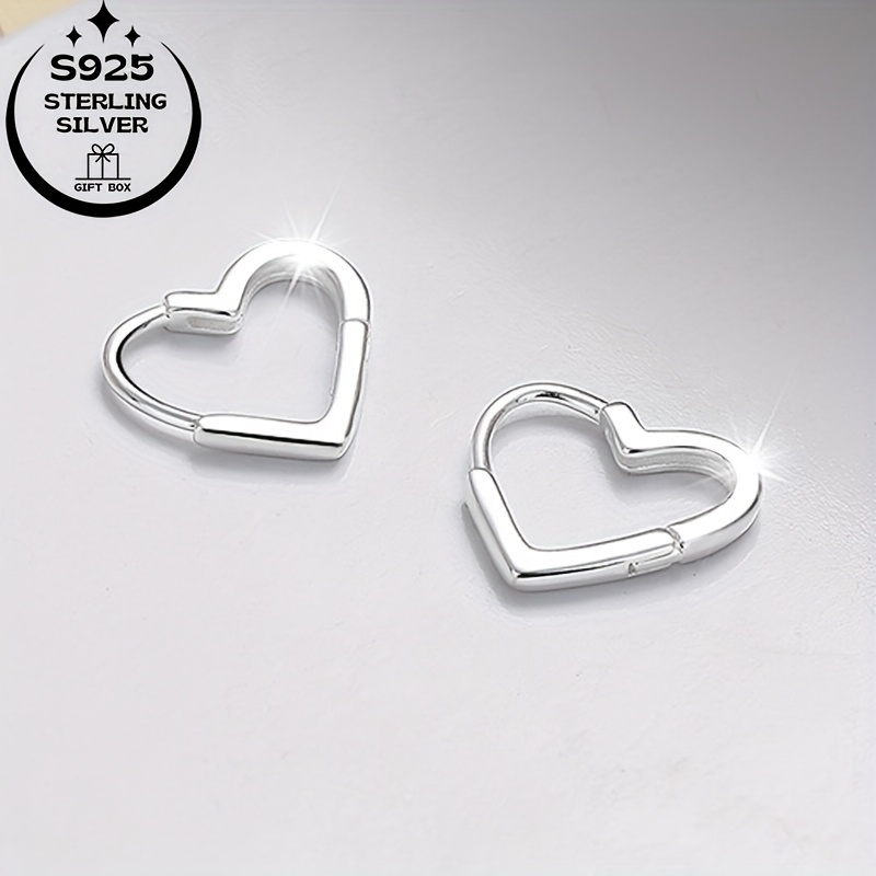 925 Silver Heart Earrings in Packaging