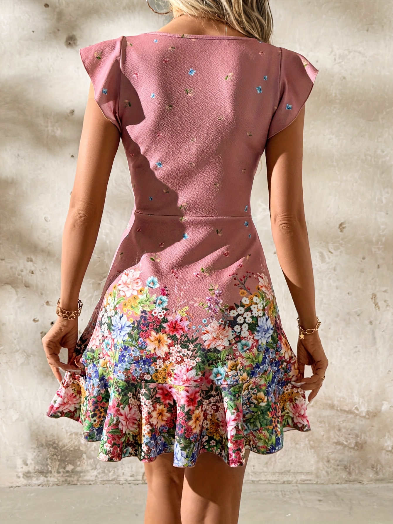 fitted a line mini dress Ever-Pretty Floral Print Flutter Sleeve Side Split Maxi Formal Dress
