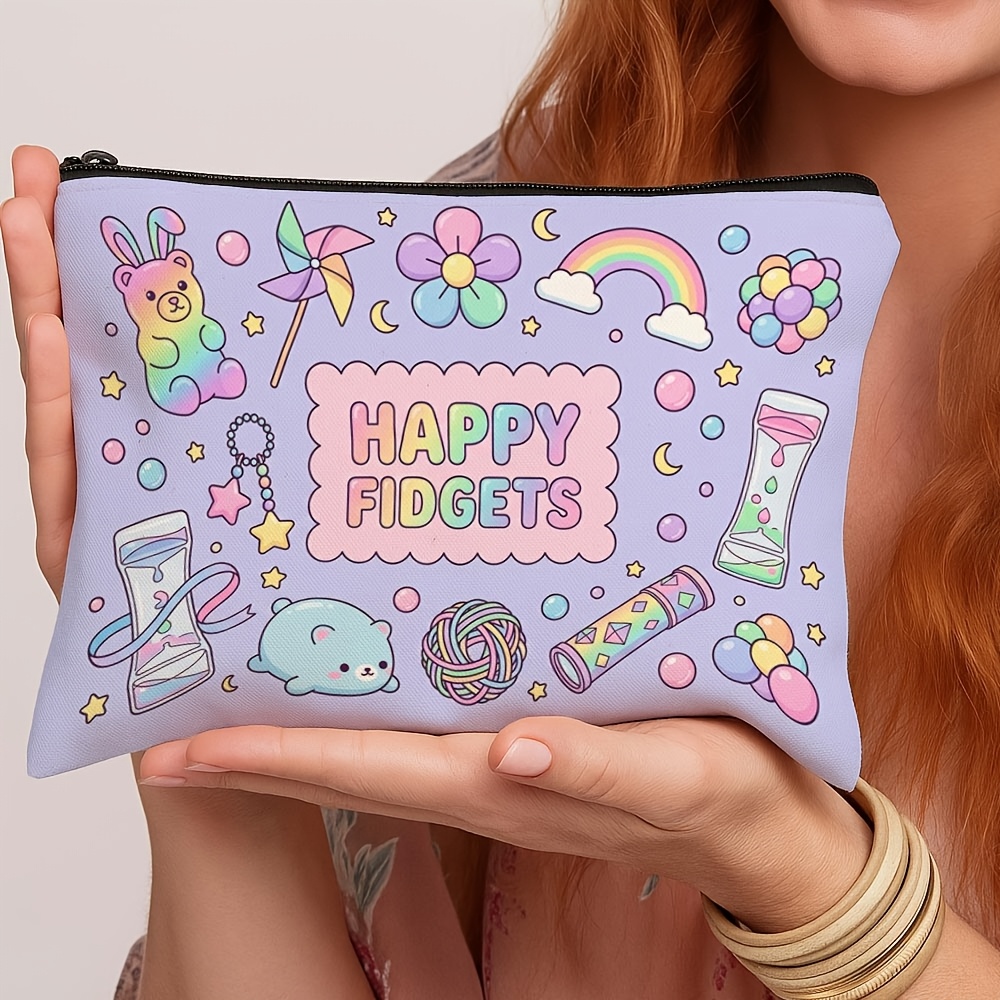 TEMU 1pc Pastel Cute Makeup Bag And A Foldable Travel Toiletry Bag With A Zipper Closure, Fidget Toy And Animal Gifts For Lovers On Occasions Like