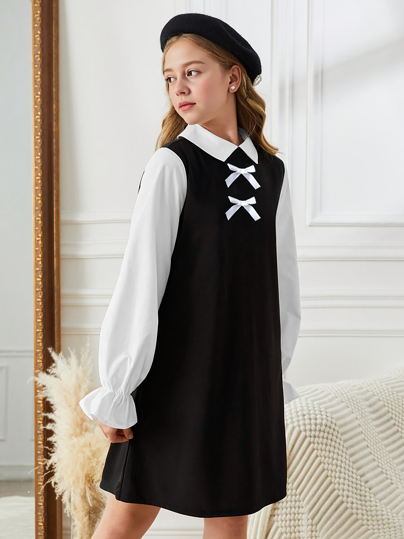 princess polly baby blue dress Women's Black Tie-neck dress