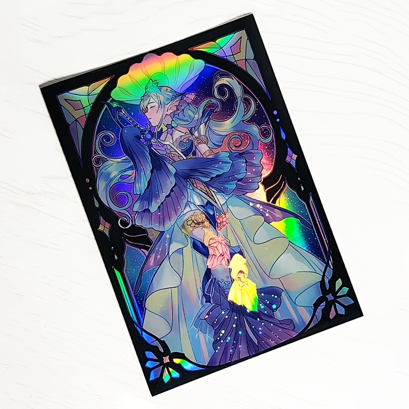 60ct holographic anime art card sleeves for mtg/tcg/ptcg - standard size  62x89mm, durable pp material with laser gloss , acid-free & pvc-free,  vibrant design for collectible games | Today's Deals | Temu
