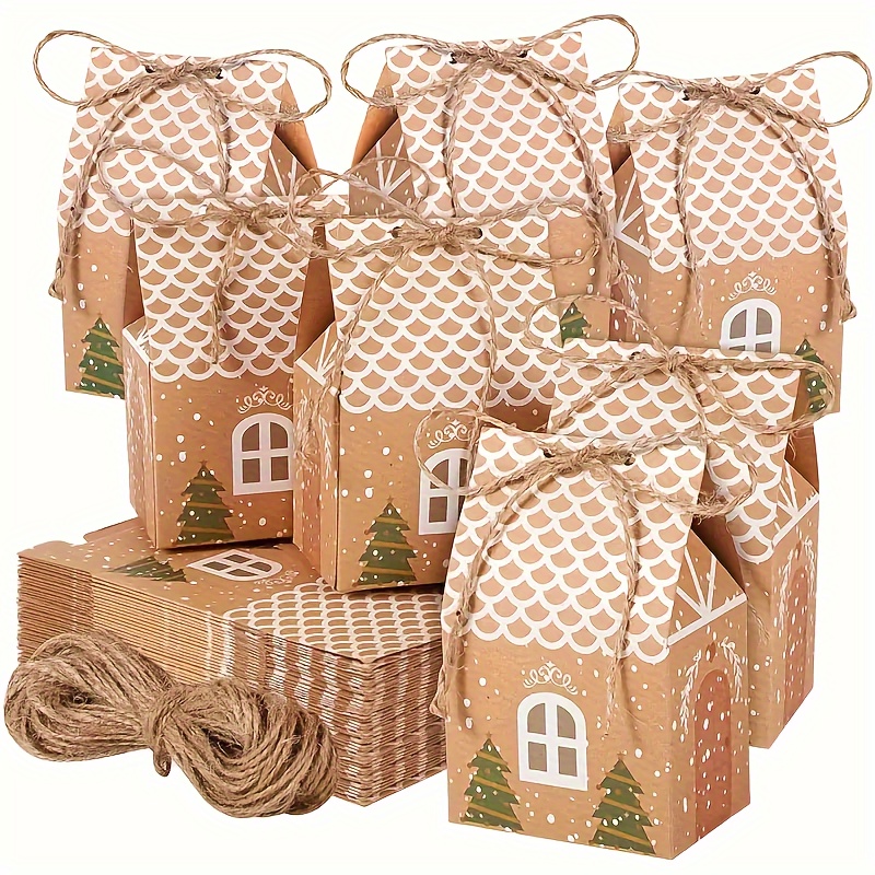 

10pcs Paper Gift Bags With , Christmas Tree And Design, Holiday Packaging For Cookies And Candy