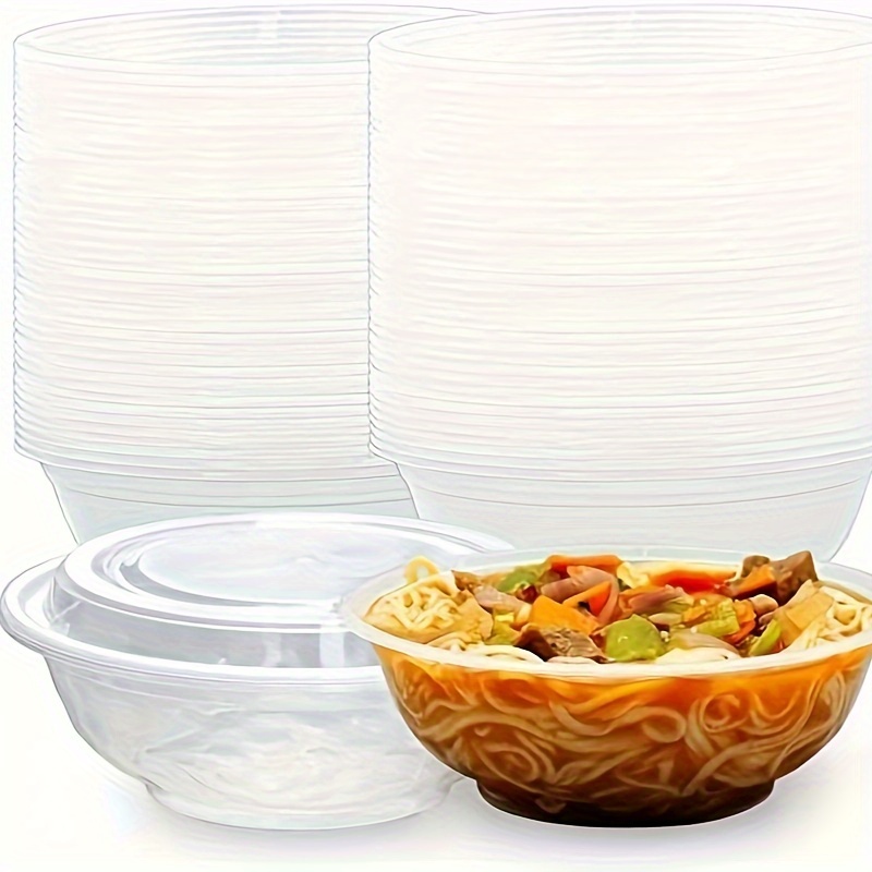 

150 Pcs Plastic Bowls , , ,, Bowls Reusable Microwavable Dishwasher Safe For (24oz-)