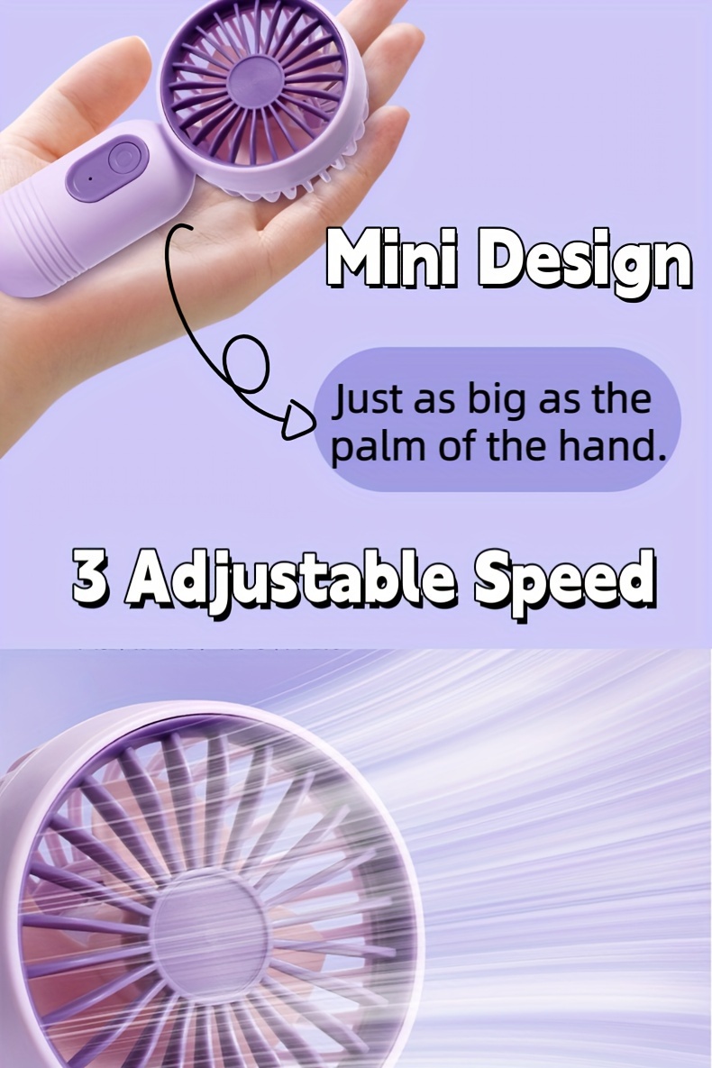 1pc mini portable fan usb rechargeable with 3   handheld fan for women desktop fan for hot weather suitable for office outdoor travel and camping details 2