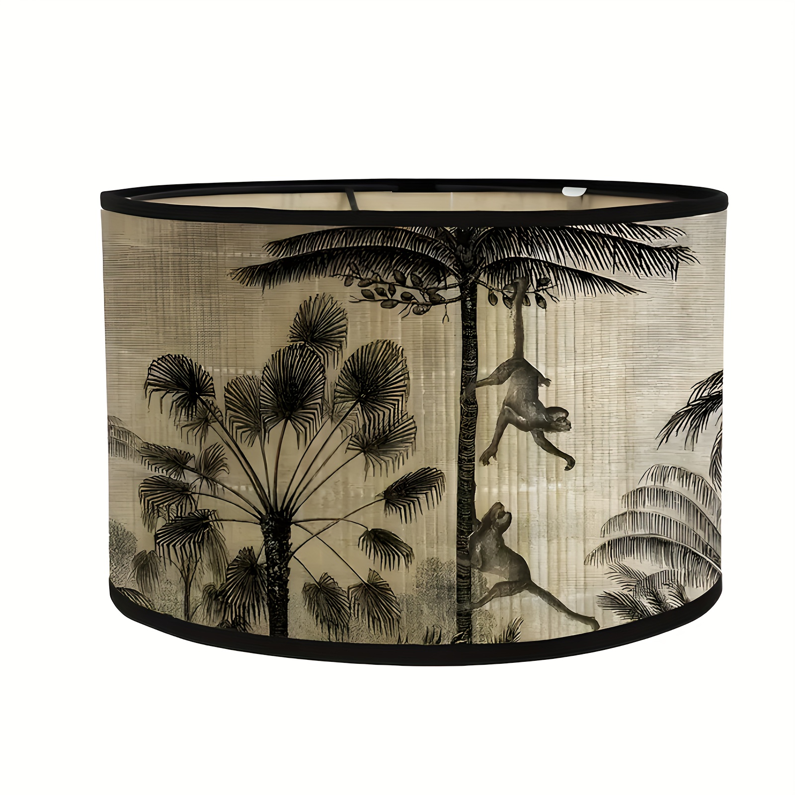 Easy Bamboo Lampshade - Featuring Natural And Monkey Patterns, E27, Suitable For Floor Lamps And Table Lamps - Does Not Power Cord, Intended For Home Decoration