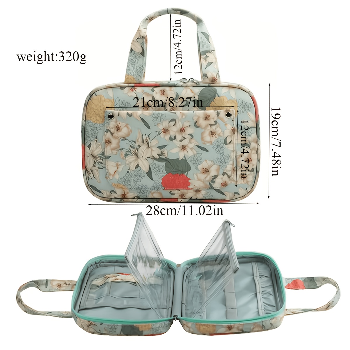 TEMU 1pc Onbaglst Sewing And Craft Organizer Tote Bag - Large Capacity Sewing Machine, Floral Pattern , Durable Polyester Fabric With Clear Front
