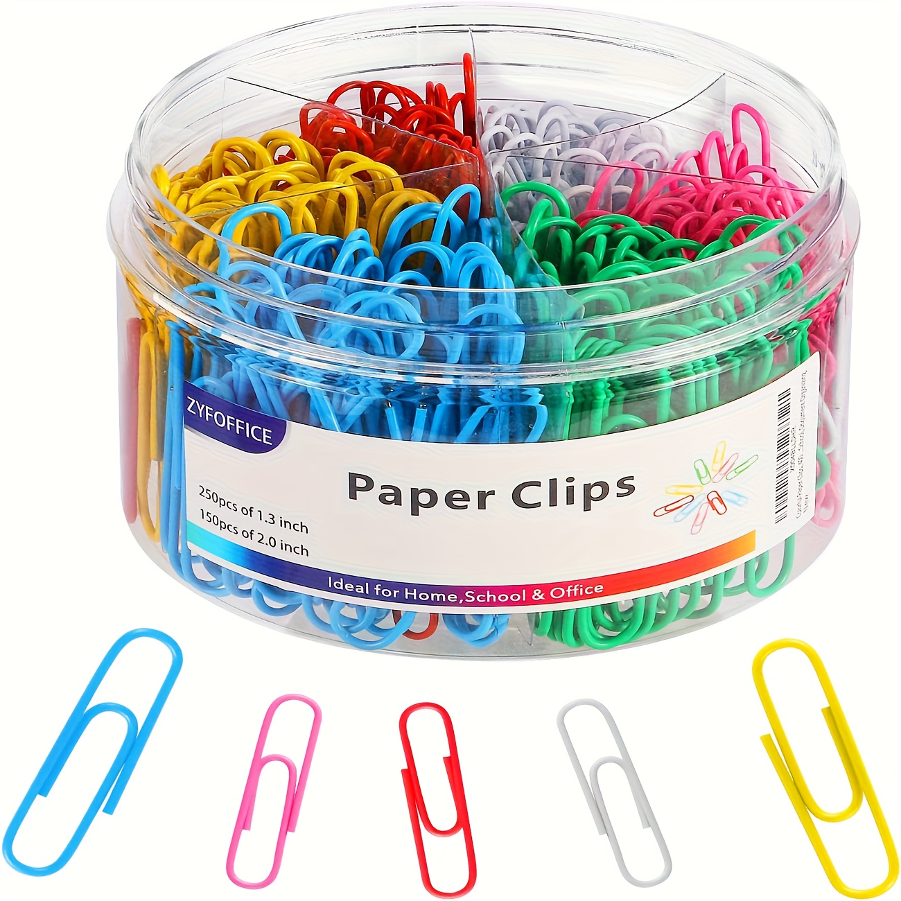 TEMU 400pcs Multicolor Jumbo Paper Clips, 1.3 Inch () & 2 Inch (50mm), 400pcs For Office, School & Home Document Organizing (colorful, 1.3 Inch And 2