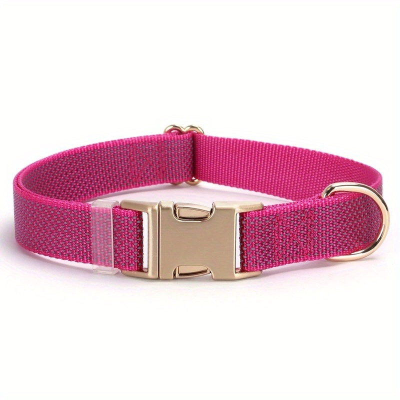 TEMU Reflective Dog Collar With Metal Buckle, Heavy-duty Comfortable Nylon Collar For Cats And Dogs, Featuring Quick-release Buckle, Adjustable For