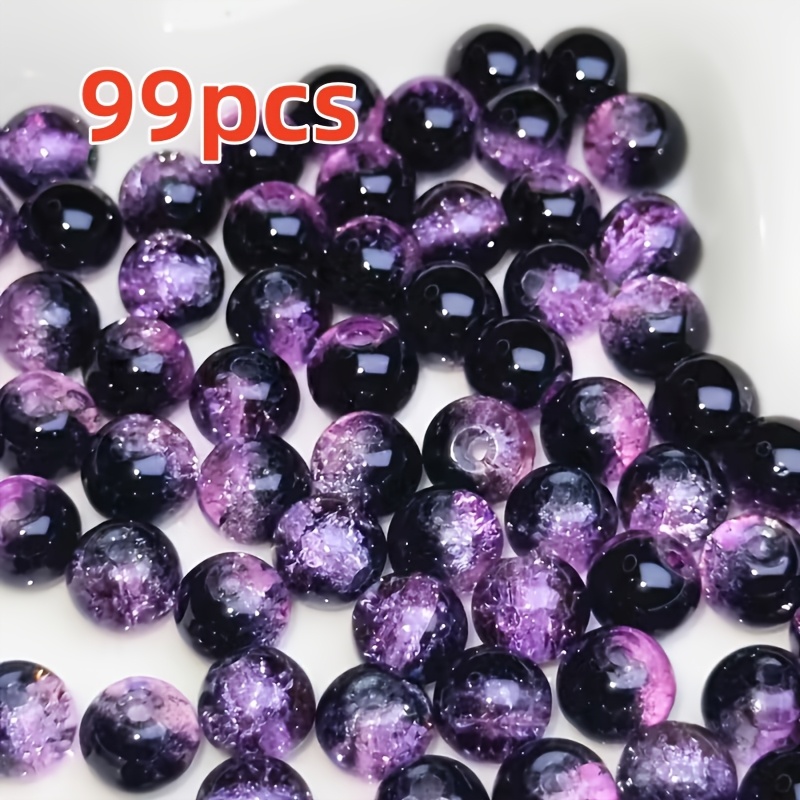 TEMU 99pcs 8mm Cracked Beads For Jewelry Additions, Perfect For Handmade Jewelry Making, Friendship Bracelet Beads, Christmas Series Solid Hole Round
