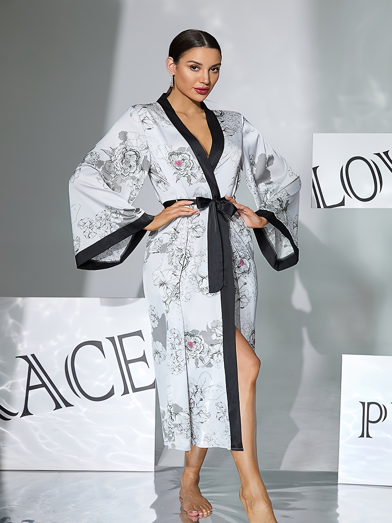 chinese dress ladies Carnaby Floral Print Long | Women's Dressing Gowns main image 1