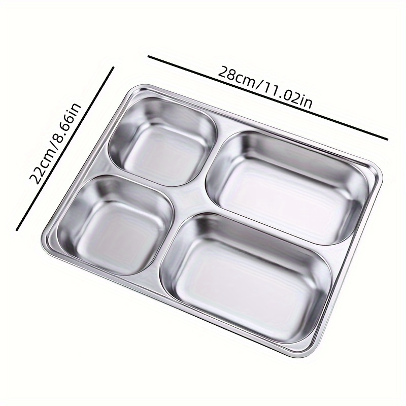 E-shop 4/5-Fach Edelstahl-Essensplatte, Fächerplatte für Schüler, verdickter Unterteilter Mensateller, großer -Teller für Erwachsene, Servierteller