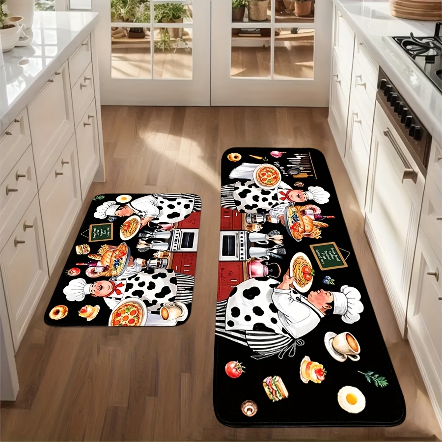 TEMU 2 Pezzi Tappeti da Cucina Chef, Stile Tappetini Decorativi per Cucina, Assorbenti e Lavabili, Tappeti Runner Vintage per Decorazione Cucina,
