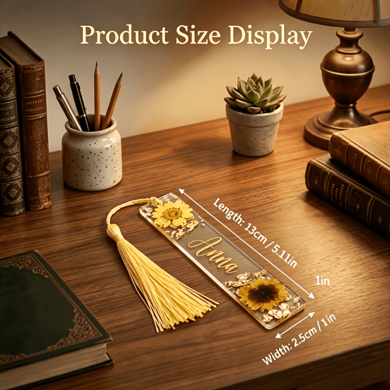 TEMU Acrylic Bookmark With Custom Name/text/ - Page Marker Suitable For Home, Office, Library, Books, Journals, Diaries - Gift For Book Lovers, Page