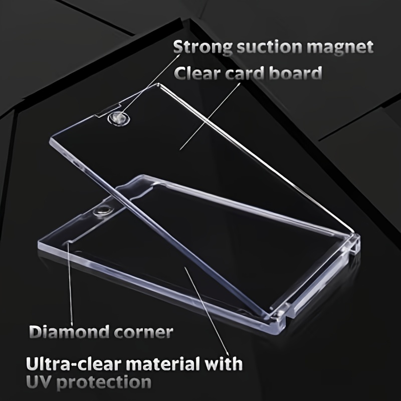 TEMU 6pcs Magnetic Card Sleeves Thickened Hard Plastic Protective Covers, 75pt With Secure Magnetic Closure, Suitable For Sports And Game Cards, Easy