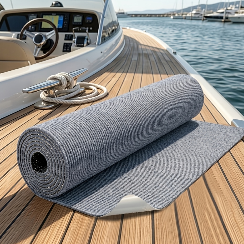 TEMU Autocollant de tapis de pont marin auto-adhésif, tapis de pont antidérapant pour bateau en fibre de polyester, rouleau de protection de sol de