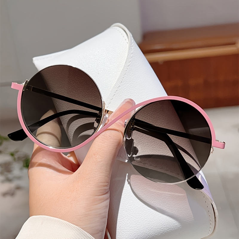 

Round Full Rim Fashion Glasses For Women And Men - Gradient Pc Lenses, Metal Frame, Climbing Sports Glasses, Trendy Pink, Options For And Travel