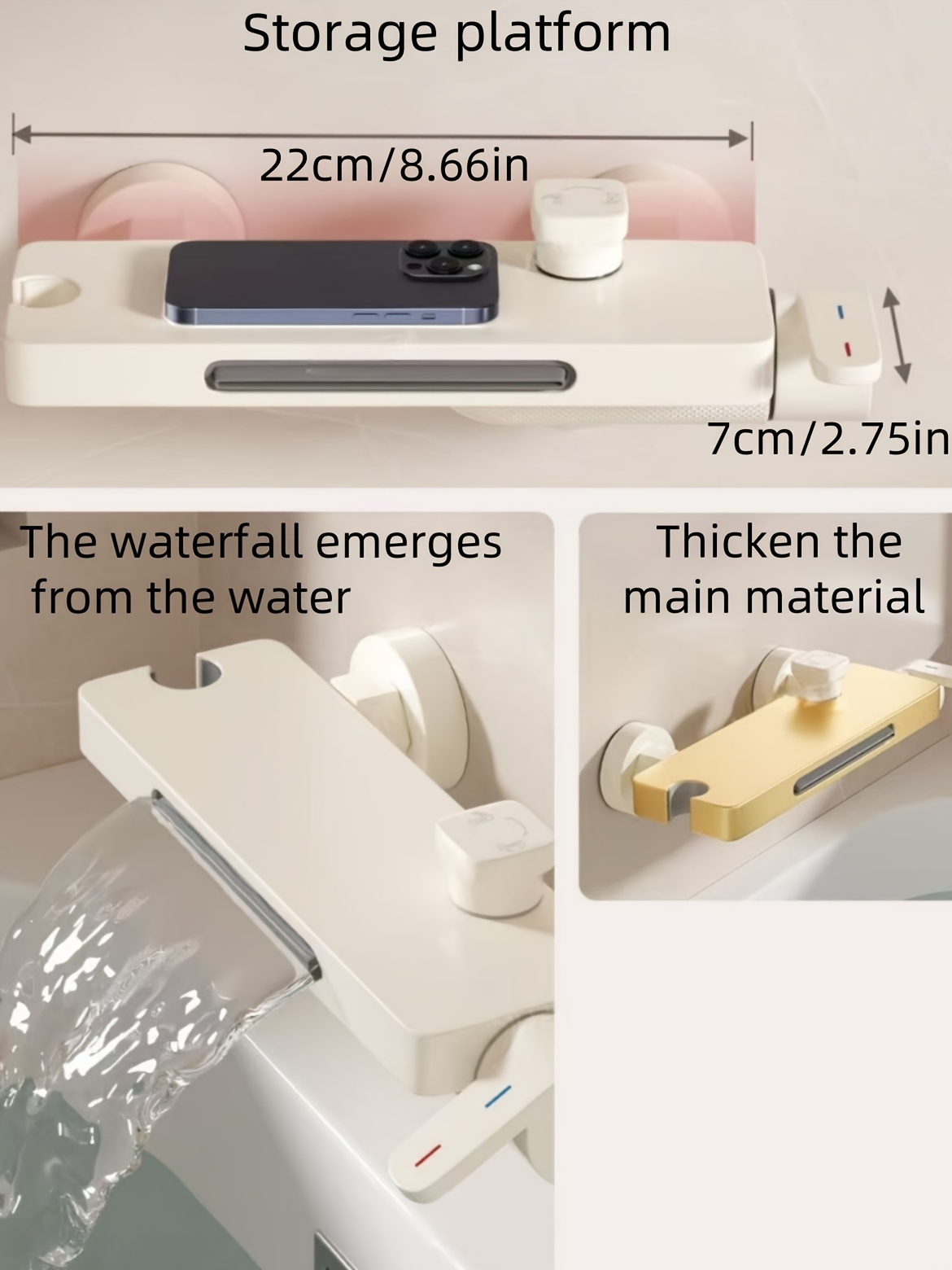 Nowoczesna łazienkowa głowica prysznicowa z montażem na ścianie z designem deszczu - Trwała, z jednym uchwytem, sterowana zimną i gorącą wodą, wygodny prysznic ręczny do relaksujących kąpieli, relaksująca doświadczenie prysznica | Nowoczesna głowica prysznicowa z montażem na ścianie | Trwała głowica prysznicowa