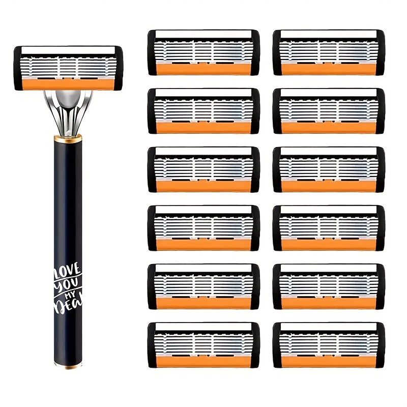TEMU Classic Men's 6-layer Stainless Steel Razor With Double Aloe Lubrication - For A Comfortable And Safe Shaving Experience
