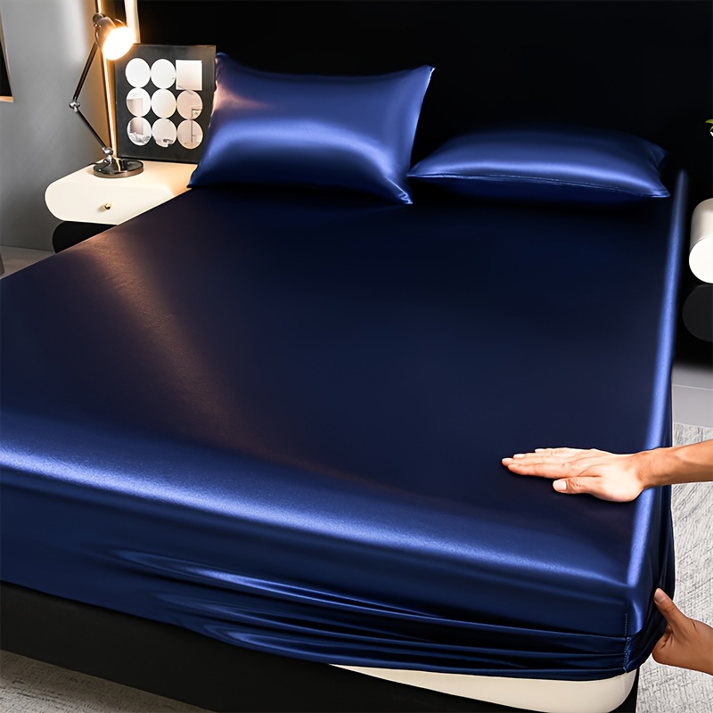 1pc solid color satin fitted sheet 11 sizes 12 colors deep   soft and comfortable   protective bedding for bedroom and   pillow and pillowcase not included   use