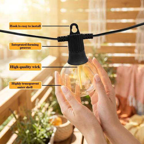 g40 snoerverlichting van 30/24.4/12.8/9.1/6.1 meter met vintage edison-lampen - insteekbare buitenverlichting geschikt voor veranda, camping, bistro, tuinhuisje, bruiloft & decor, laagspanning (stekkeraansluiting), warme