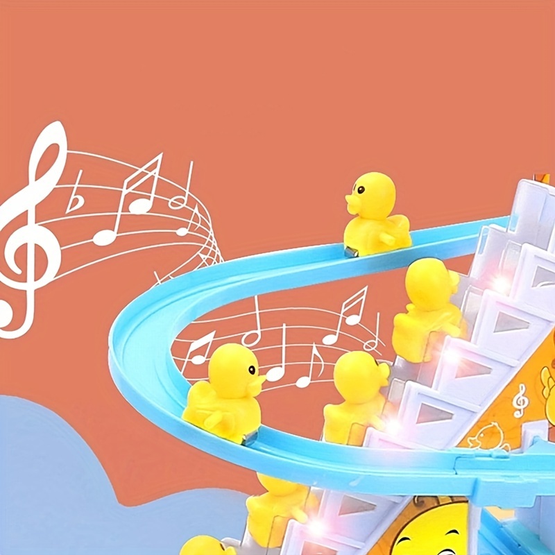 6pcs ducklings climbing stairs toy electric slide yellow duck toy toys for boys and girls holiday gift light and music toy easter gift halloween christmas gift details 7