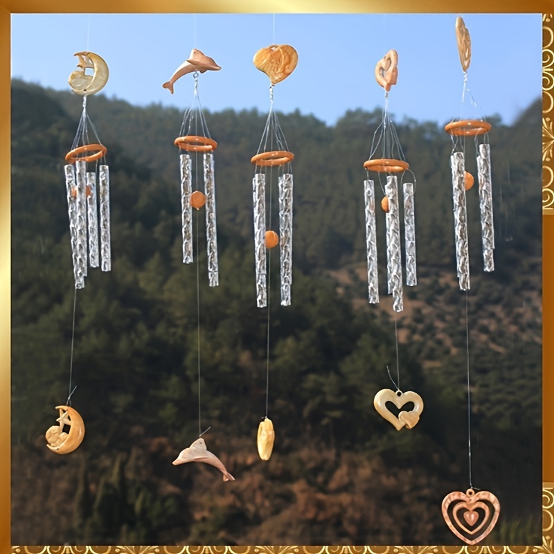 

1pc Rustic Wooden Wind Chimes, Heart-shaped Top With Melodic Metal Pipes, Chinese Style Home Decor, Perfect For Balcony Hanging, Outdoor Harmonic Garden Decor
