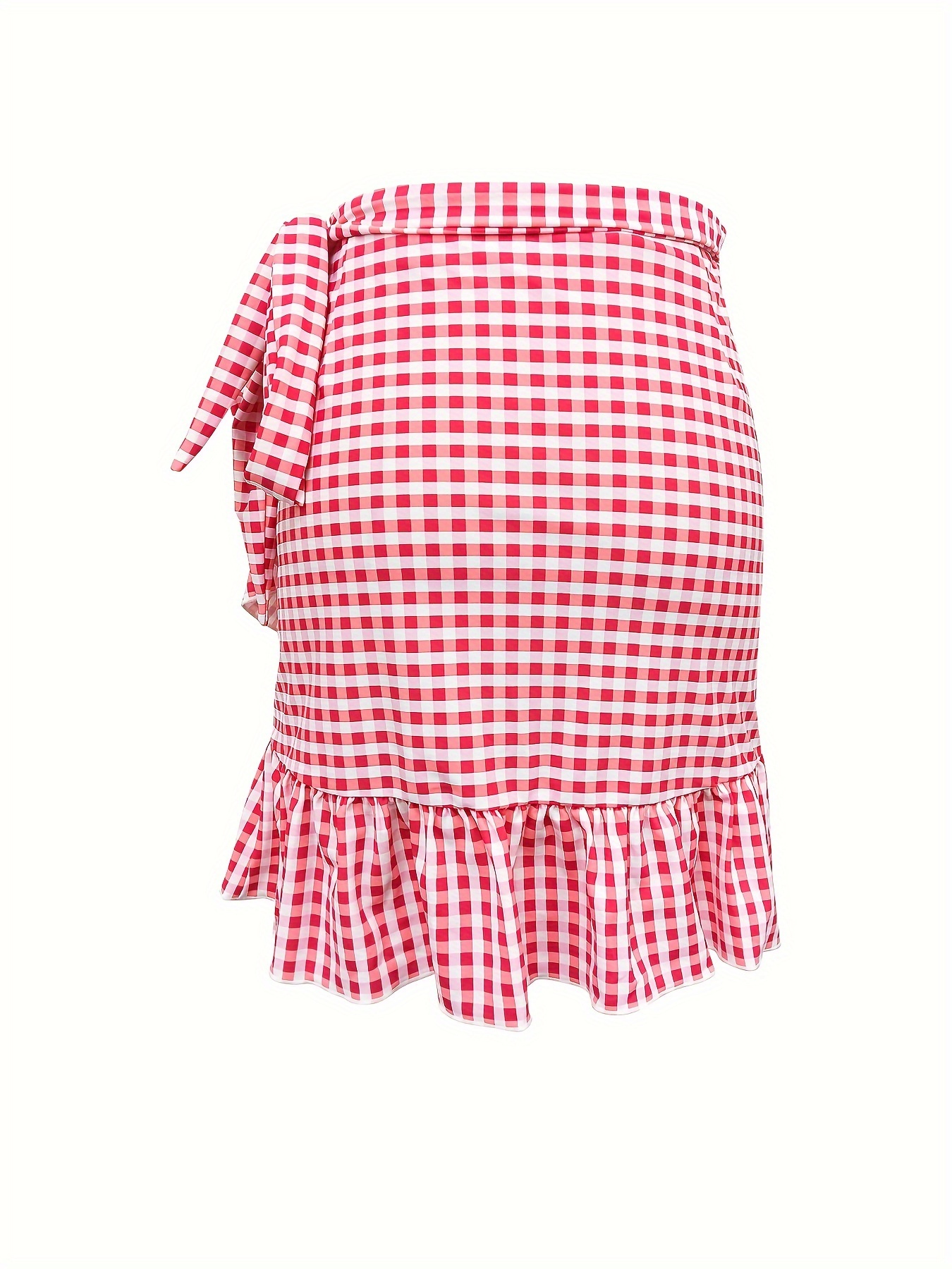 Gingham print outlet wrap knotted skirt