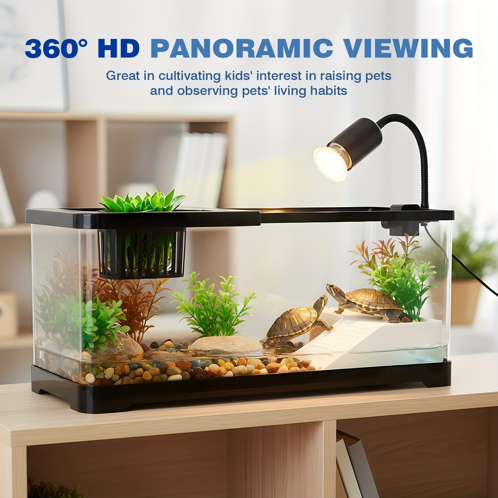 Advwin Turtle Tank Kit with Basking Lamp Non-Slip Stairs - Suitable for Small Turtles Fish Shrimp Reptiles - Image 6