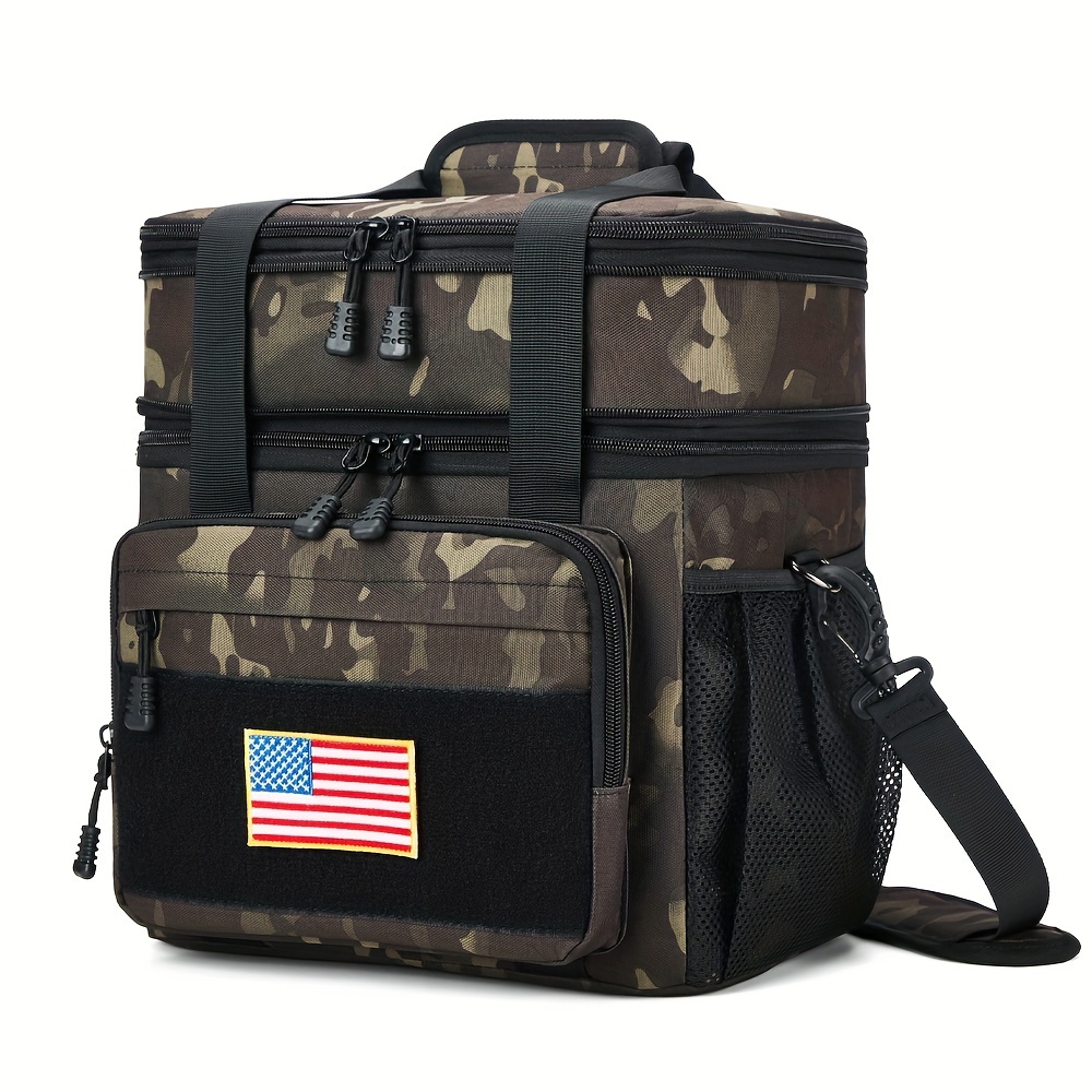 

1pc Extra Large Tactical Lunch Bag For Men, Insulated Leakproof Lunch Box, Bag For Work Outdoor Picnic Adults, Black Camo